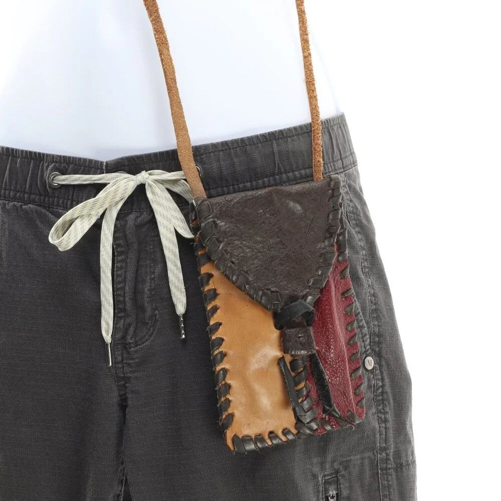 Hand Made Leather Phone Case Cash Card Mini Bag 7x4x1/2 Brown/Tan